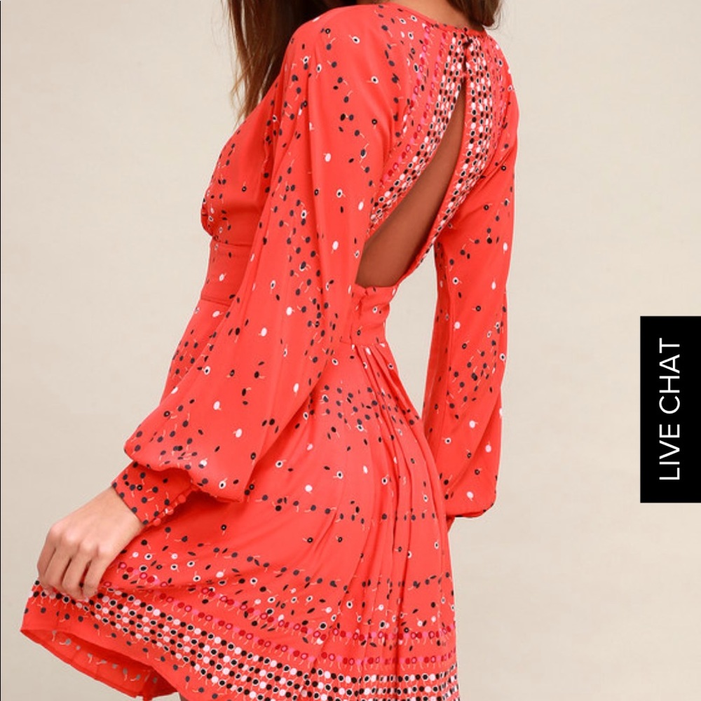 Coryn Coral Orange Print Free People Dress